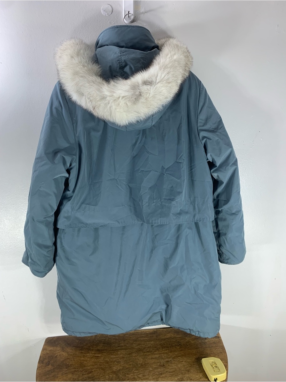 Vintage KANUK Women’s Parka Jacket Genuine White Fox Fur Hood Blue Gray - Picture 4 of 7